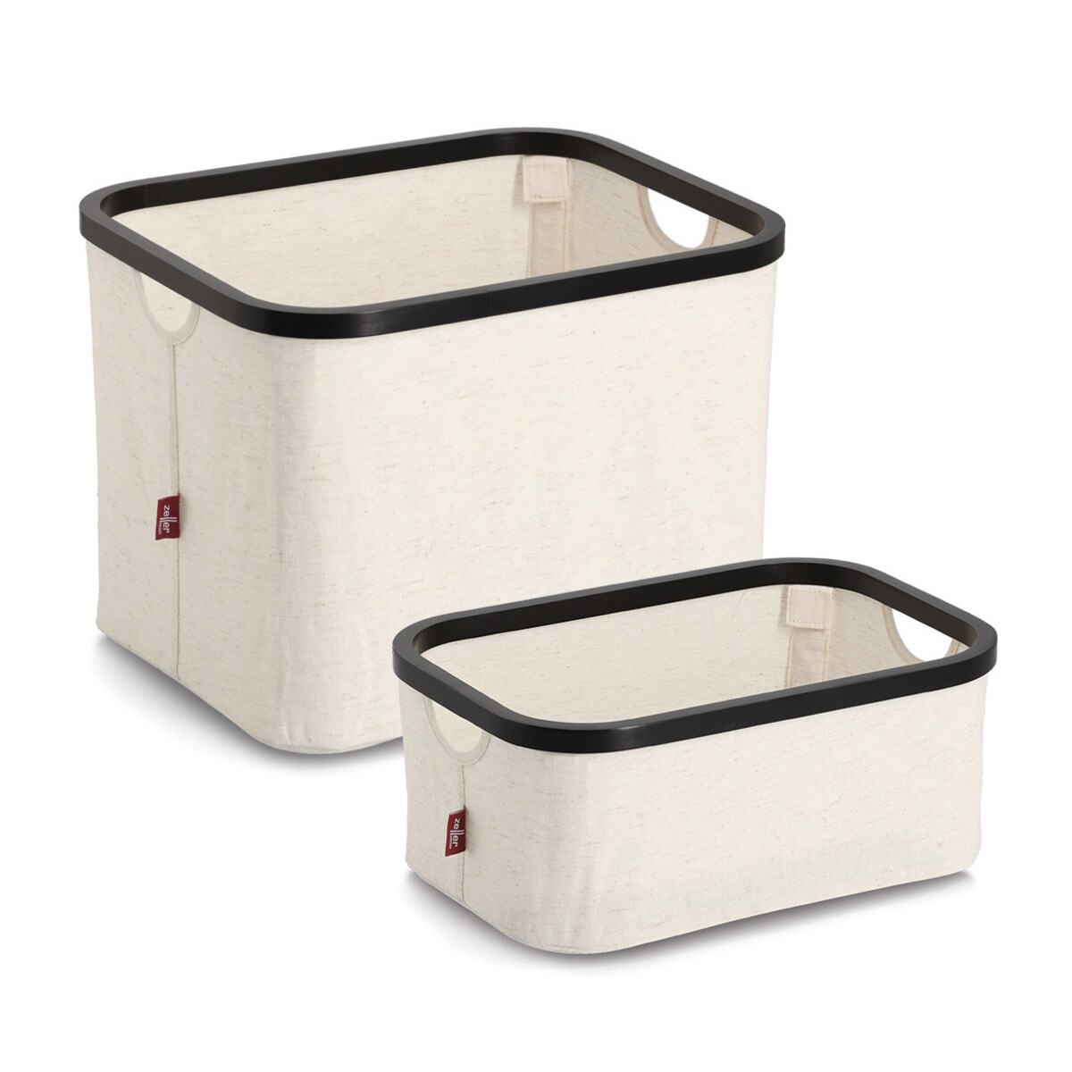 Organizer tekstylny kremowy ZELLER, bambus, 40 x 33 x 30 cm