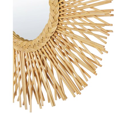 Rattanowe okrągłe lustro ścienne słońce ⌀ 60 cm naturalne KALASIN