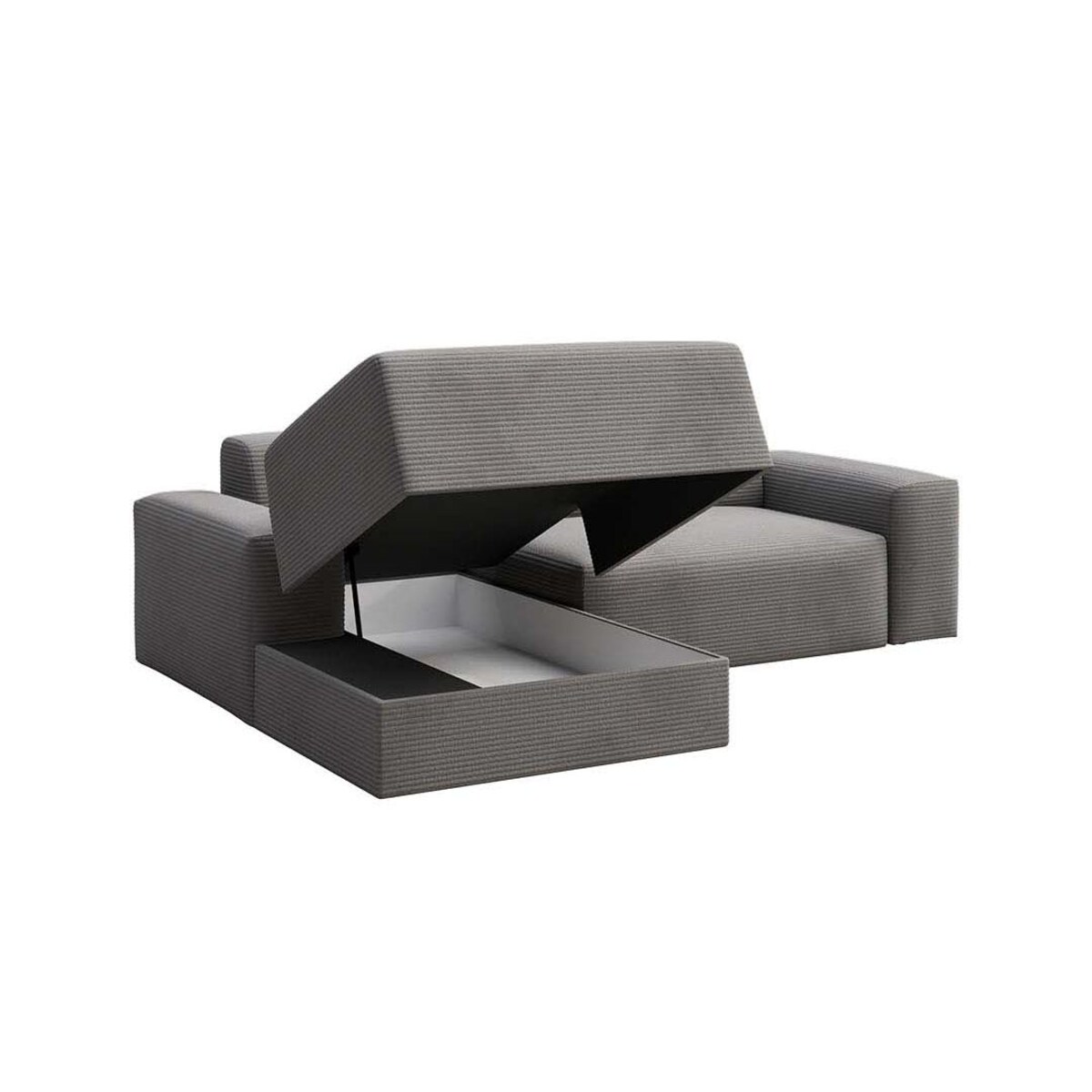 Villet Sofa narożna lewa z funkcją spania i pojemnikiem szara