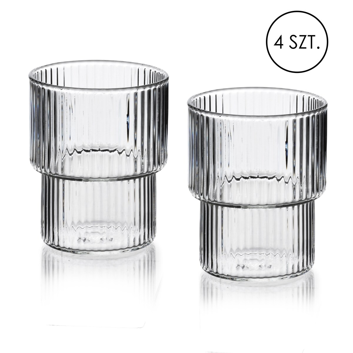 ELLA STRIPES Komplet 4 szklanek 320ml ze szkła borokrzemowego 8x7x9.7cm