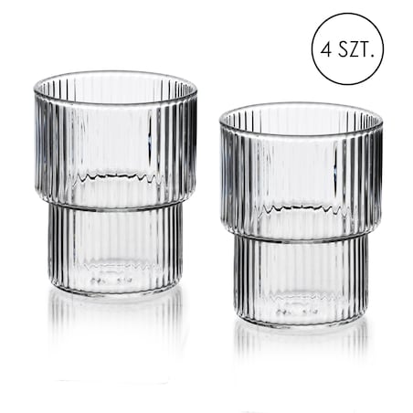 ELLA STRIPES Komplet 4 szklanek 320ml ze szkła borokrzemowego 8x7x9.7cm