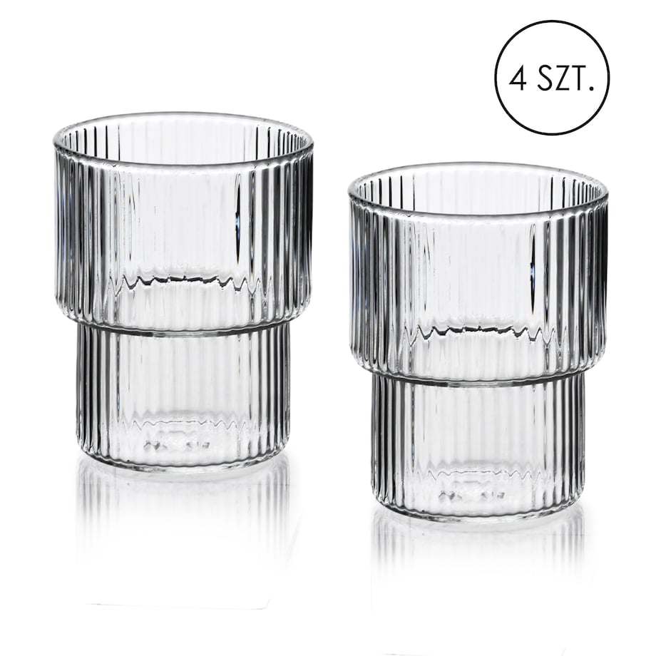 ELLA STRIPES Komplet 4 szklanek 320ml ze szkła borokrzemowego 8x7x9.7cm