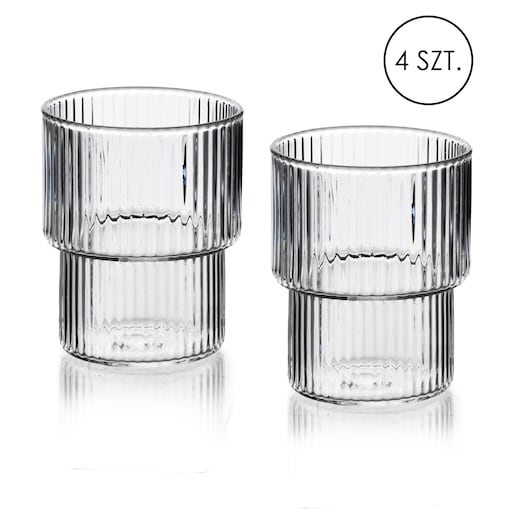 ELLA STRIPES Komplet 4 szklanek 320ml ze szkła borokrzemowego 8x7x9.7cm