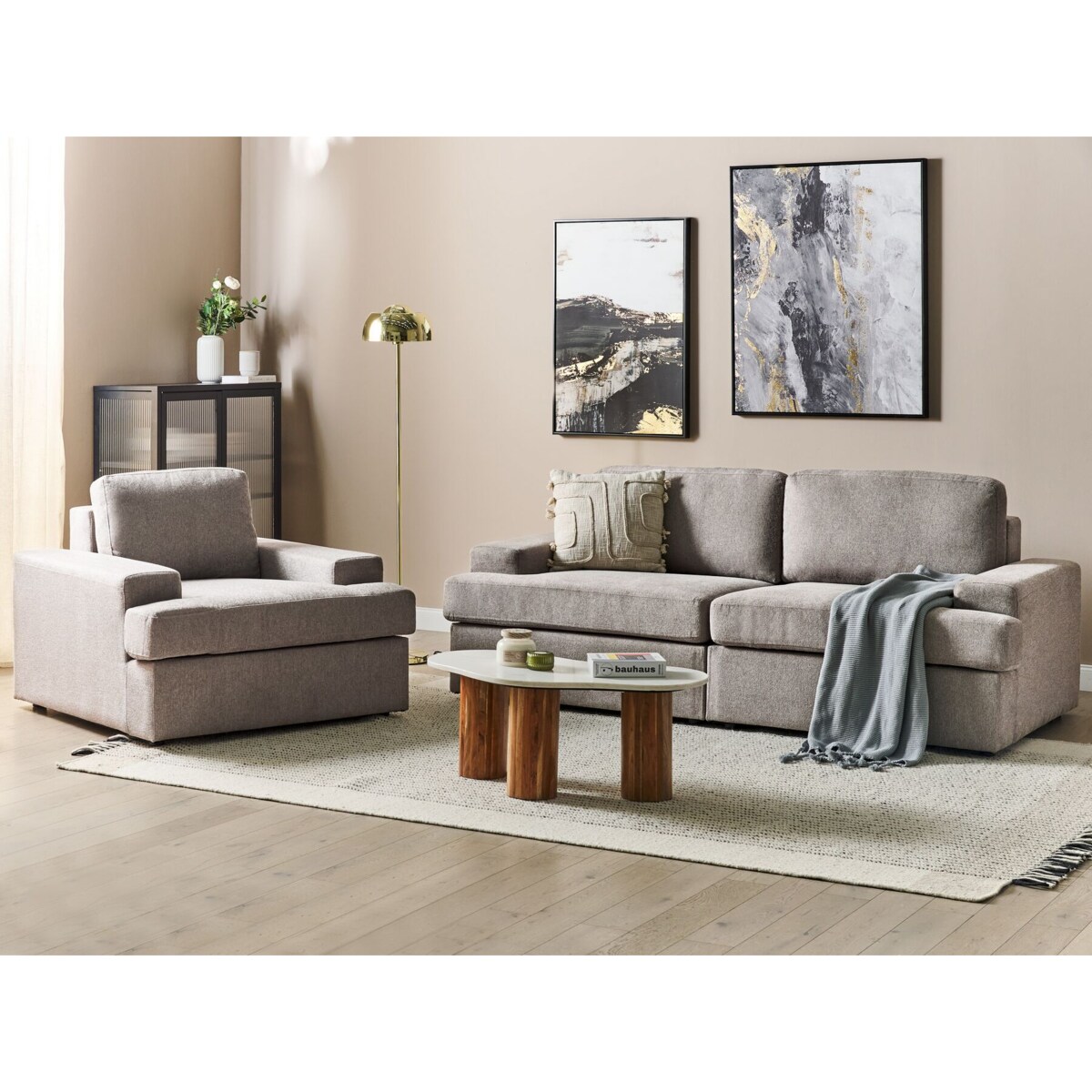 Komplet wypoczynkowy 4-osobowy brązowoszary ALLA