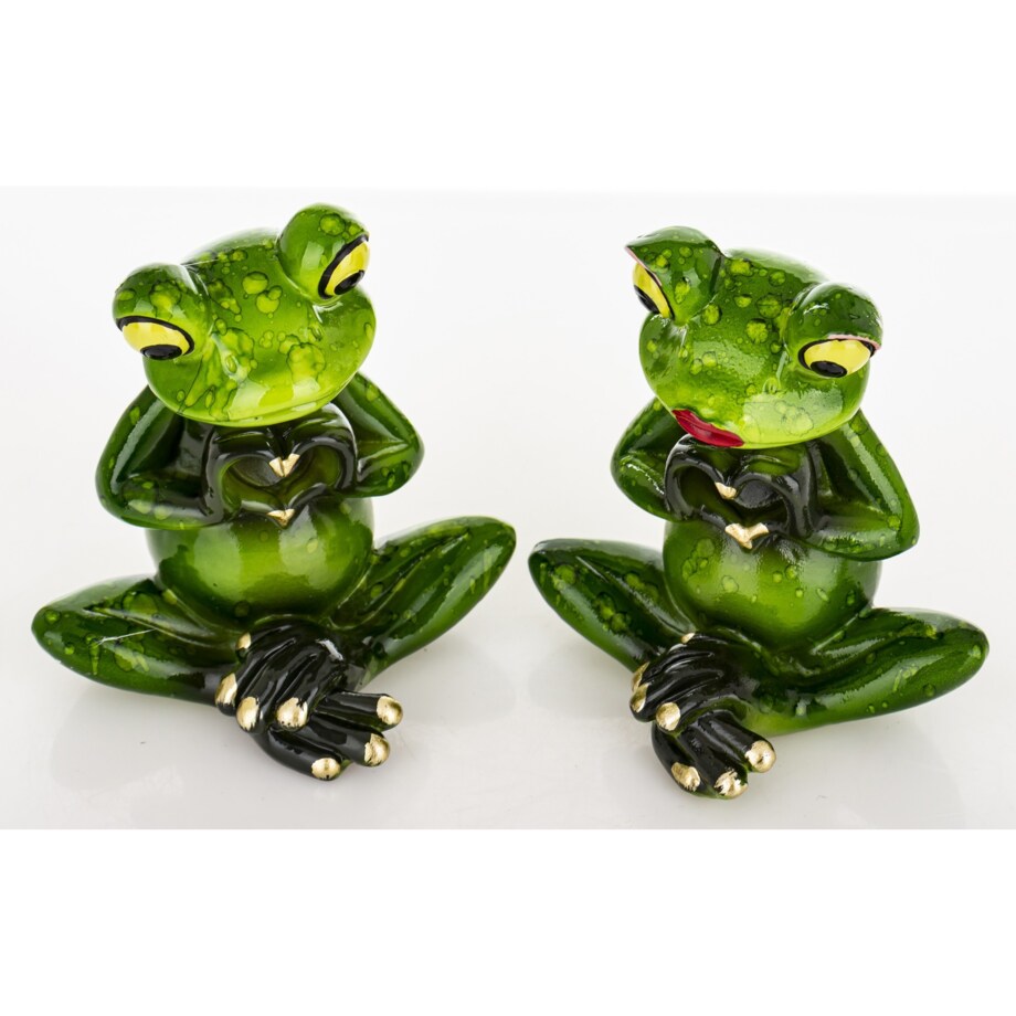 Dekoracja - para zielonych żabek 8,5x7,5x6 cm RANE pair