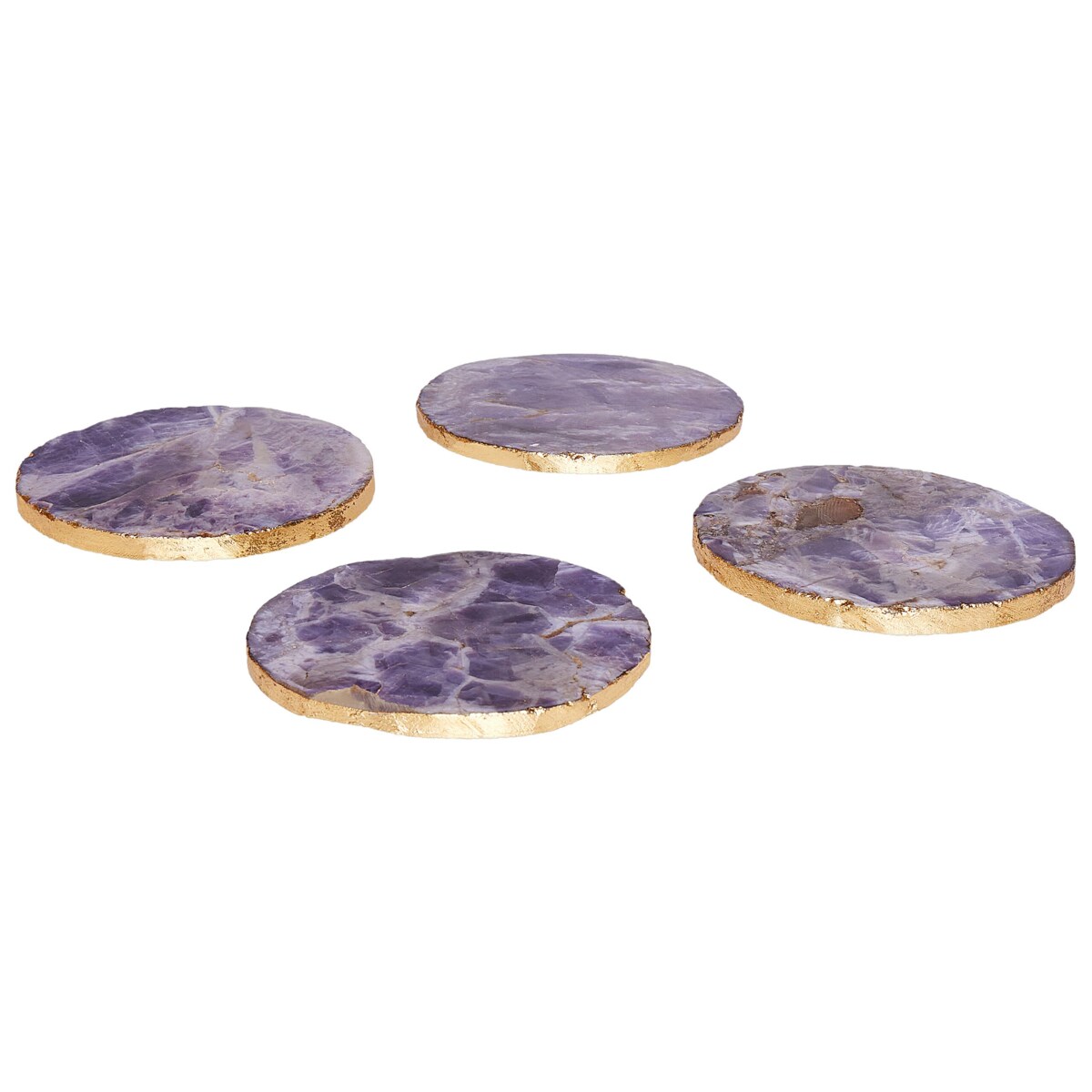 Zestaw 4 podkładek pod kubek z agatu fioletowy RESEN