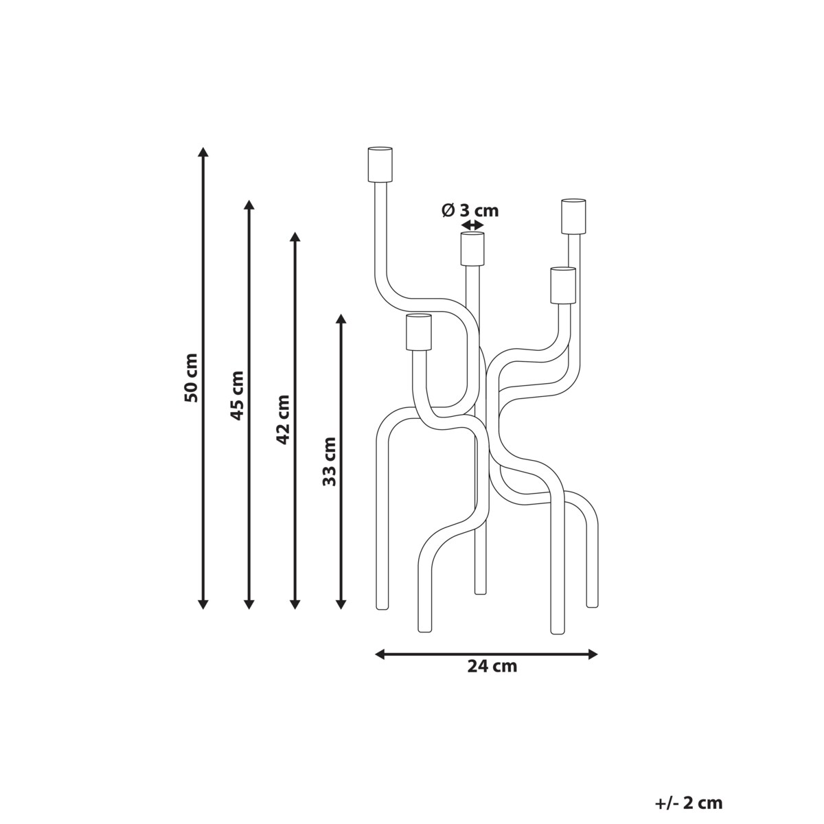 Świecznik PORRTELA Metal 50 cm Czarny