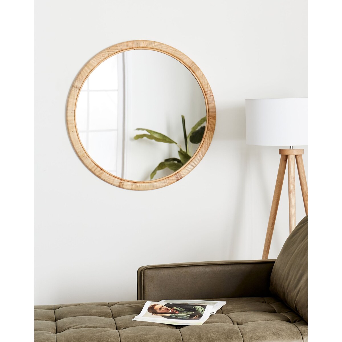 Rattan Lustro ścienne 80 cm Naturalny ANLEZY