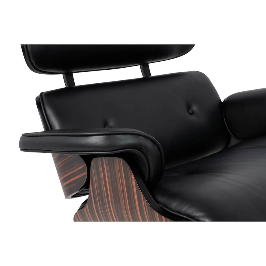 Nowoczesny fotel Lounge KH1501100149 szeroki z podnóżkiem czarny heban