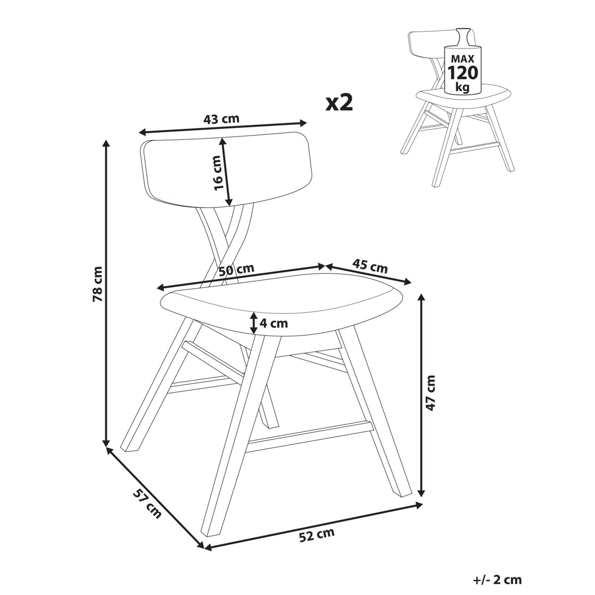 Zestaw 2 krzeseł do jadalni LELAND Drewno Jasny brąz/ szary
