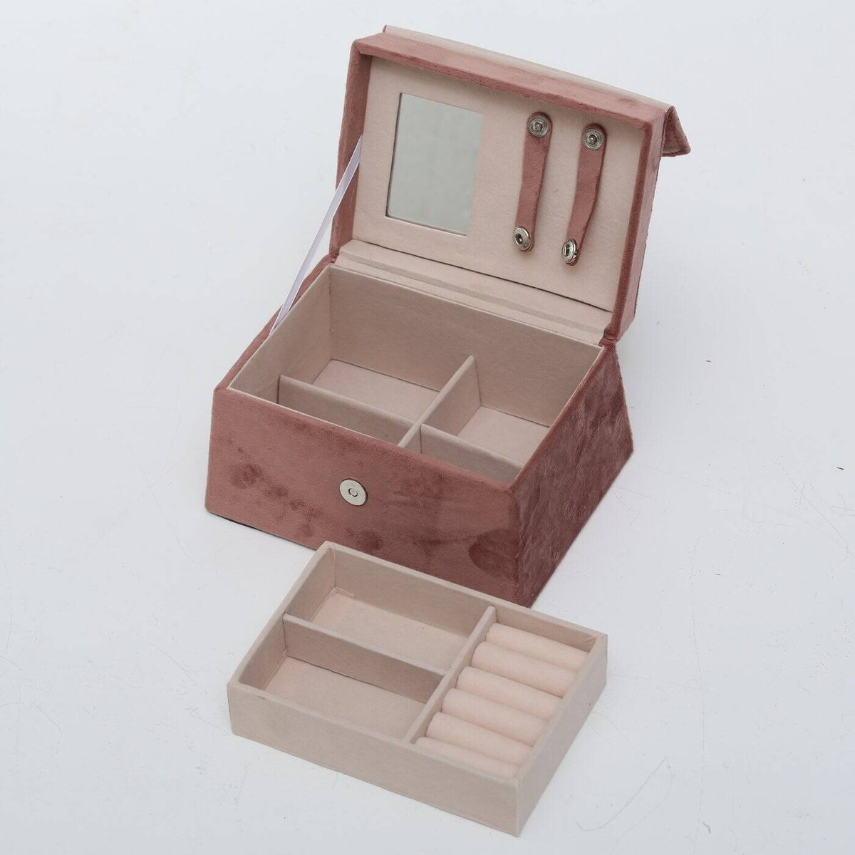 Szkatułka na biżuterię z lusterkiem CLEA, różowa