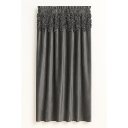 zasłona welurowa "bella rosa" z wyszywanymi różami | taśma | szary