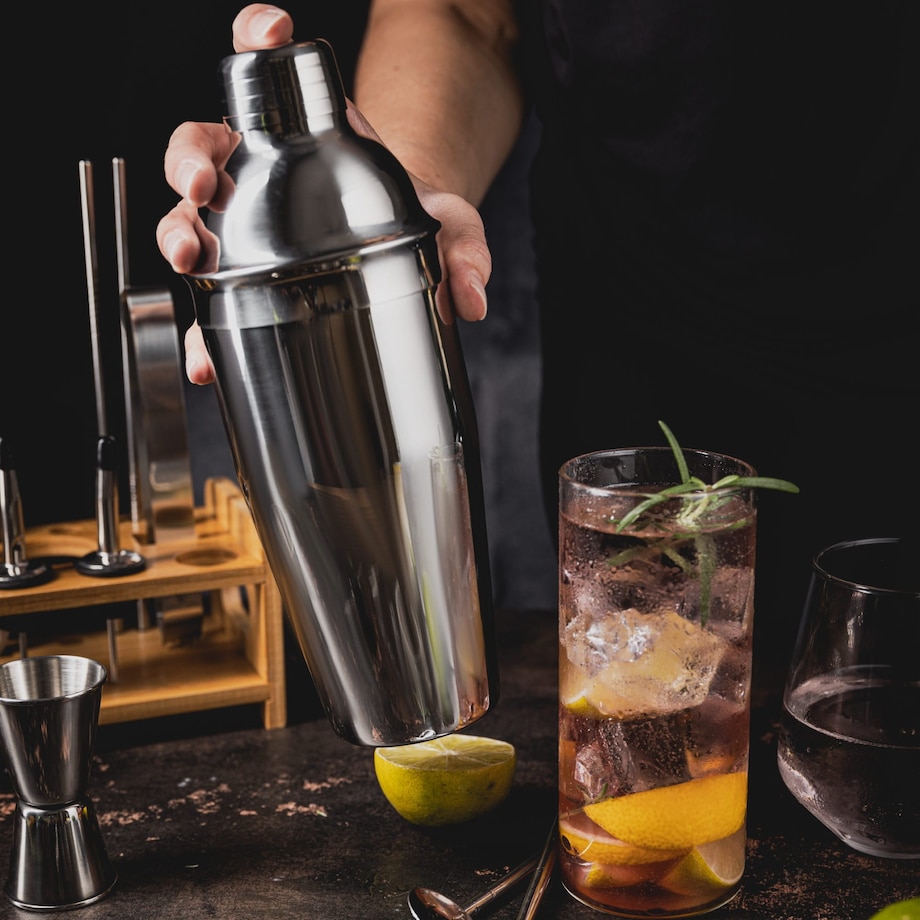 Zestaw barmański do drinków koktajli 15-ele Shaker srebrny KLAUSBERG