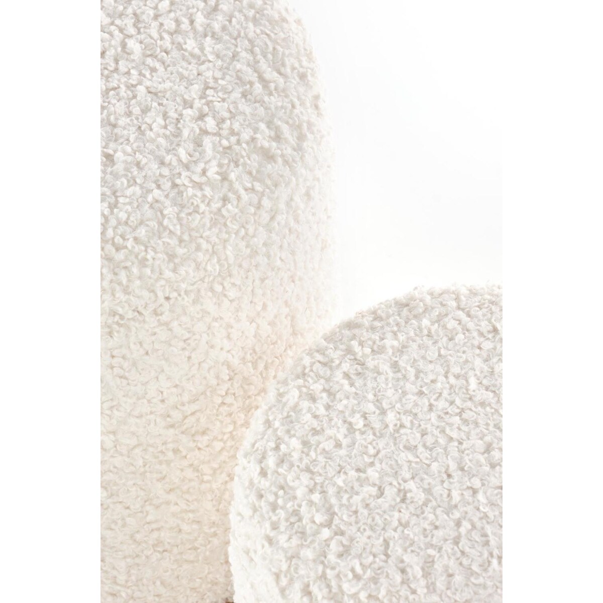 ZESTAW 2 PUF Nacun beżowe bouclé ZE SCHOWKIEM okrągłe