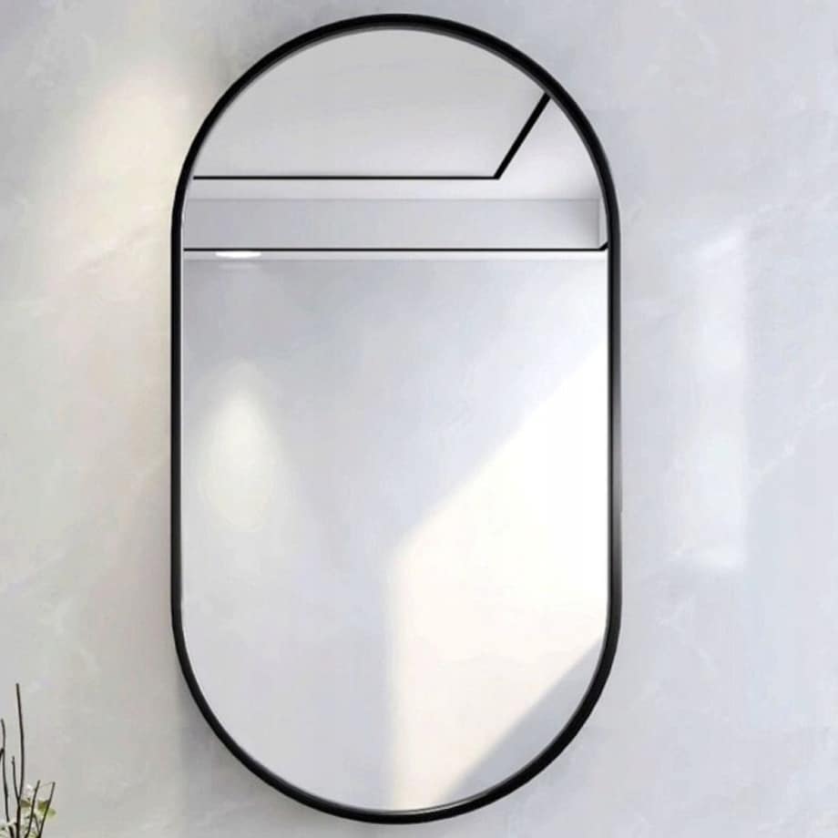 Duże lustro owalne industrialne łazienkowe salon sypialnia czarne 75x40 cm