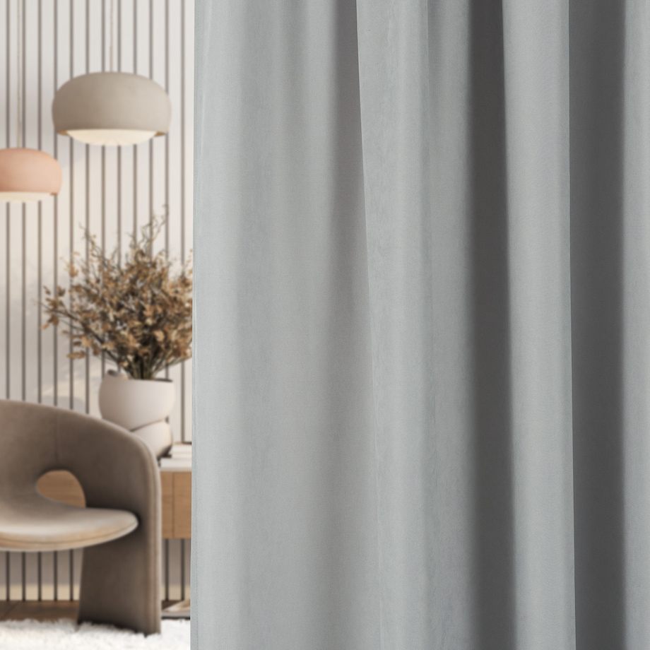 Zasłona na taśmie marszczącej srebrna aksamitna 140 x 280 cm 1 szt. 140x280 srebrny