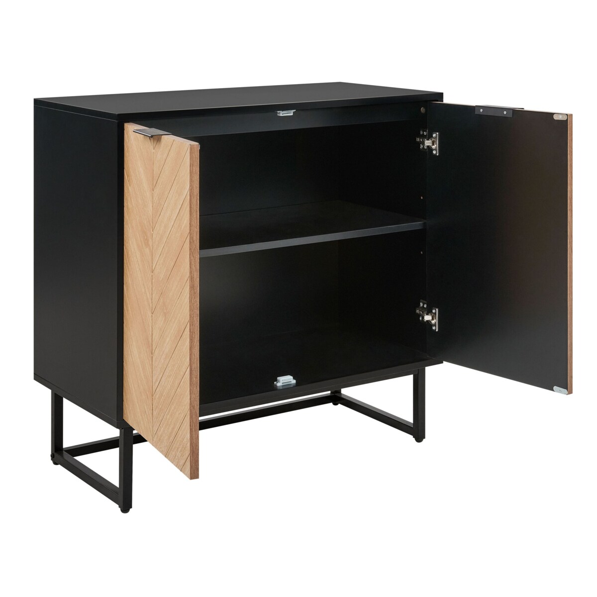 Szafka dwudrzwiowa jasne drewno z czarnym ALASKA