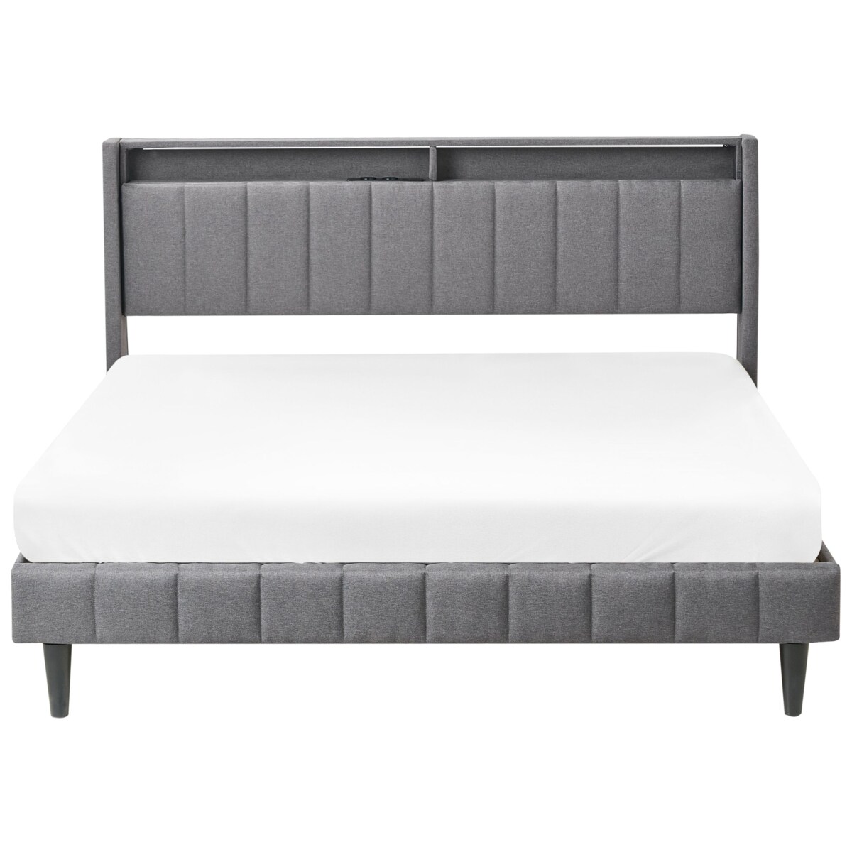 Łóżko LED BEAULIEU 160 x 200 cm Z portem USB ze schowkiem Ciemnoszary