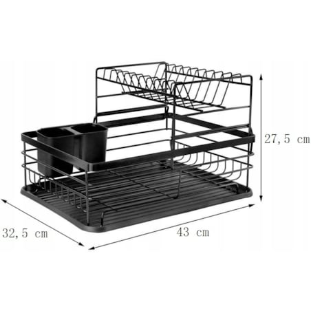 Suszarka do naczyń dwupoziomowa Ociekacz 43x32x27cm czarna KRISBERG