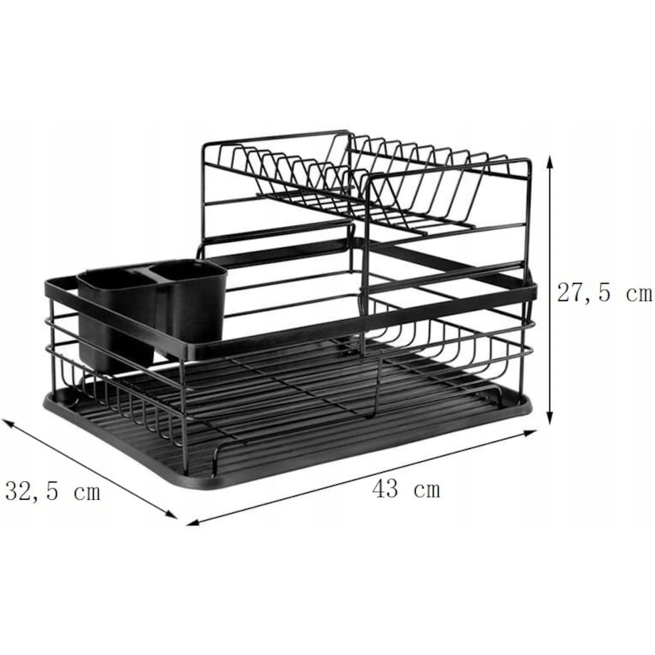 Suszarka do naczyń dwupoziomowa Ociekacz 43x32x27cm czarna KRISBERG