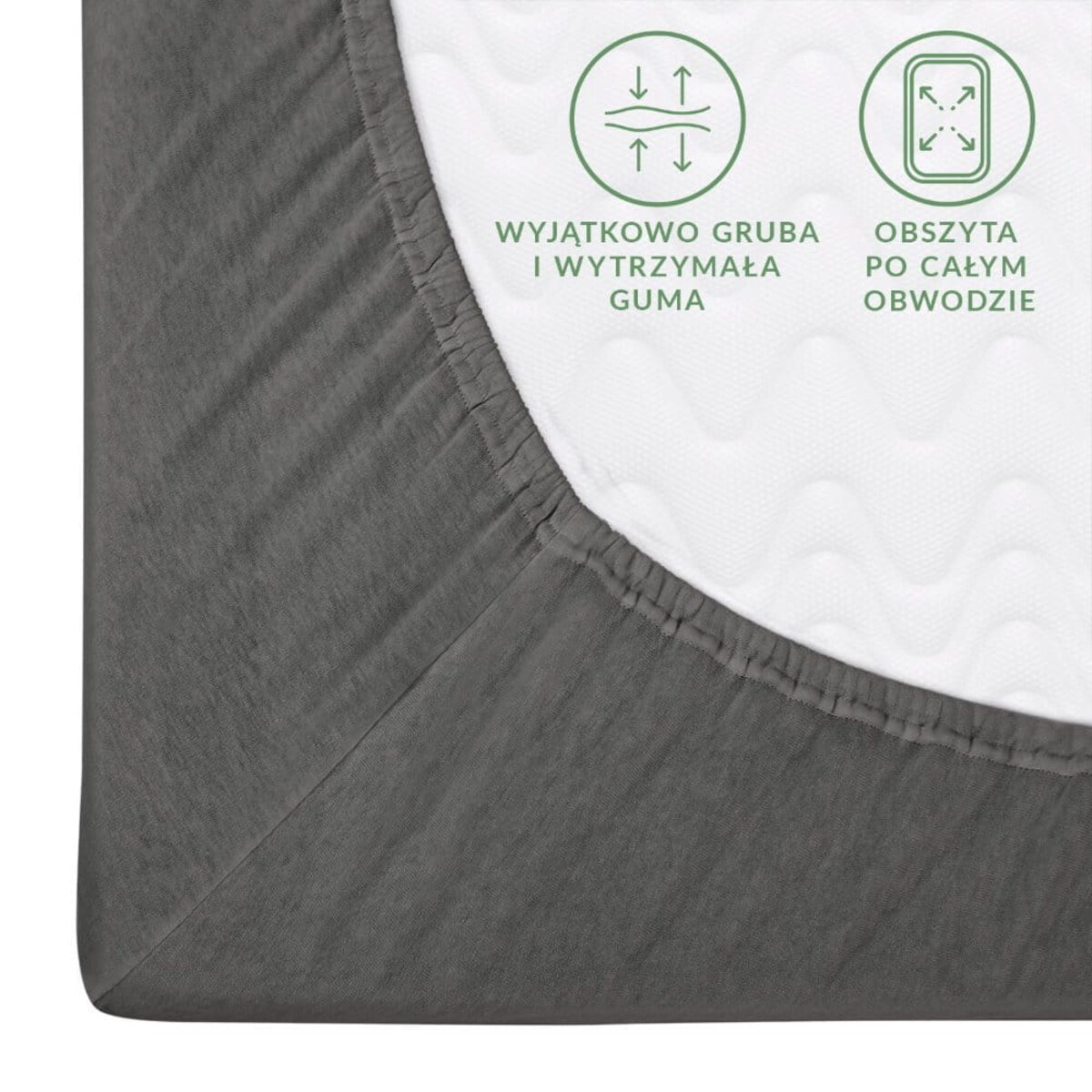 Prześcieradło z bawełny jersey z gumką 200x220 kolor szary PREMIUM