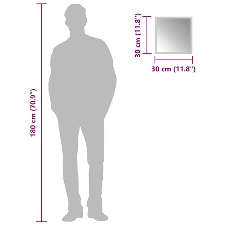 vidaXL Lustro łazienkowe z LED, 30x30 cm