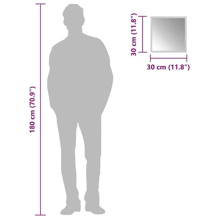 vidaXL Lustro łazienkowe z LED, 30x30 cm