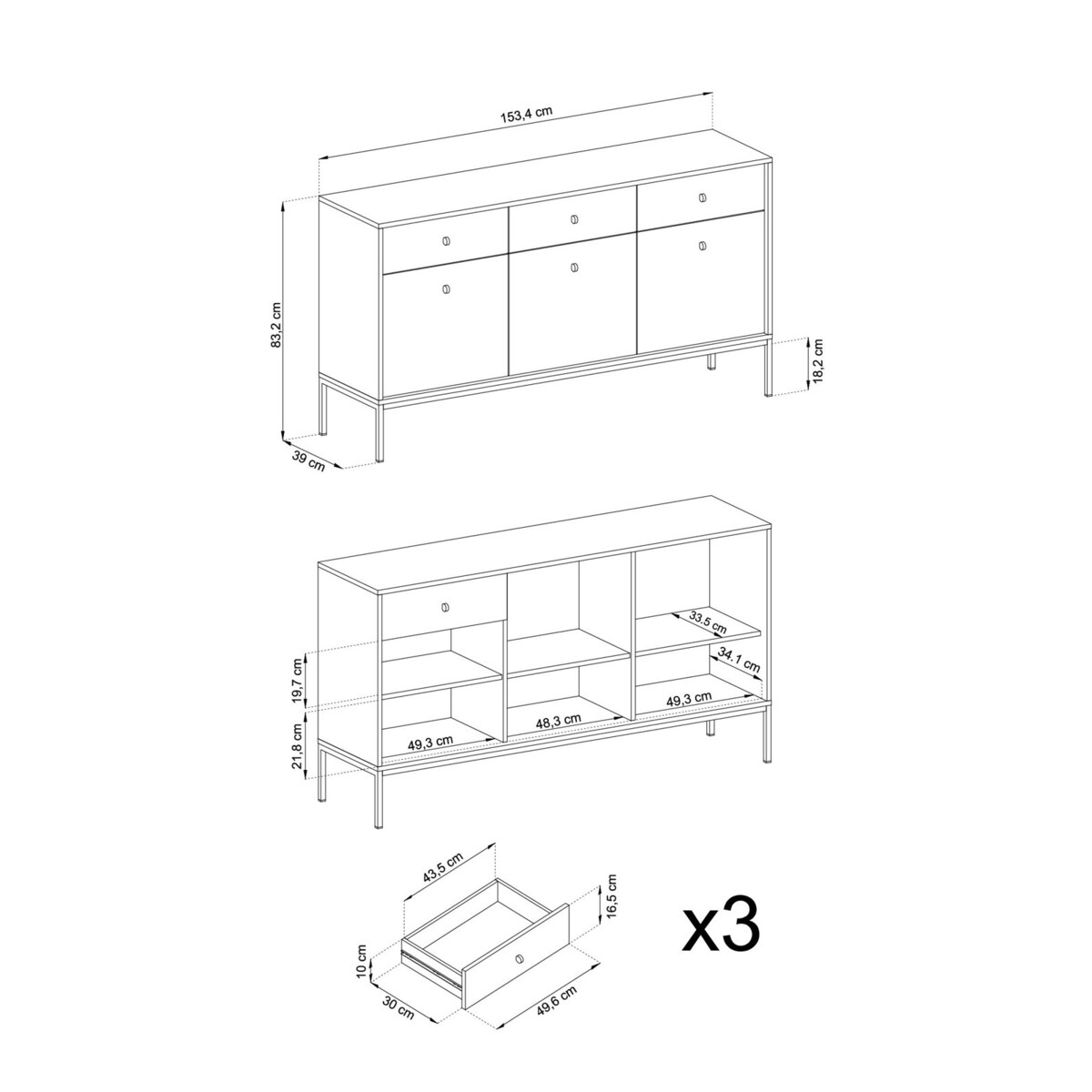 Komoda Evora duża granatowa