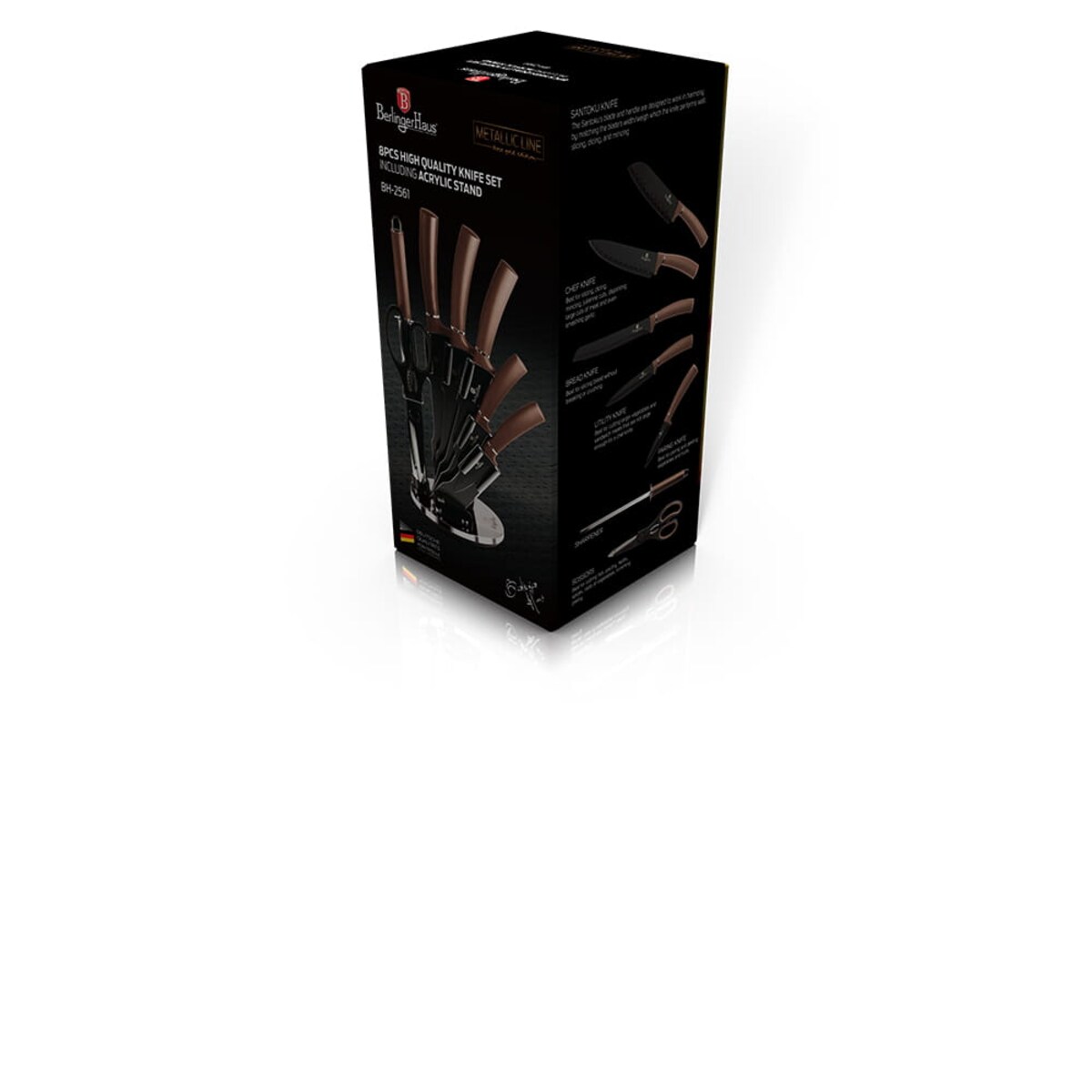 Zestaw noży kuchennych na stojaku obrotowym Berlinger Haus BH-2561 Rose Gold