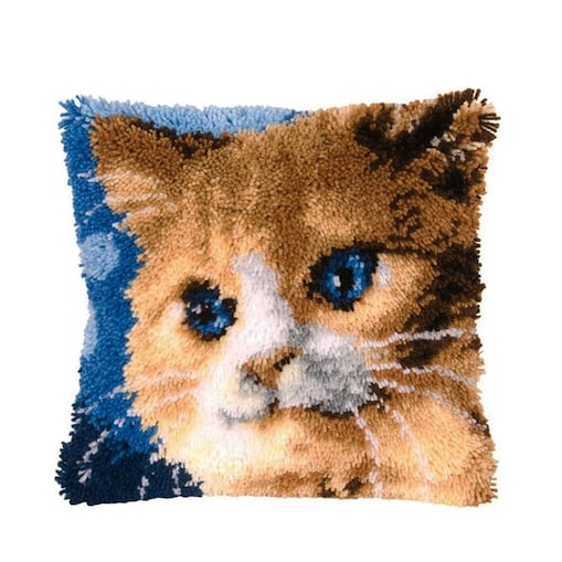 Szydełkowanie na kanwie - Poduszka Kot