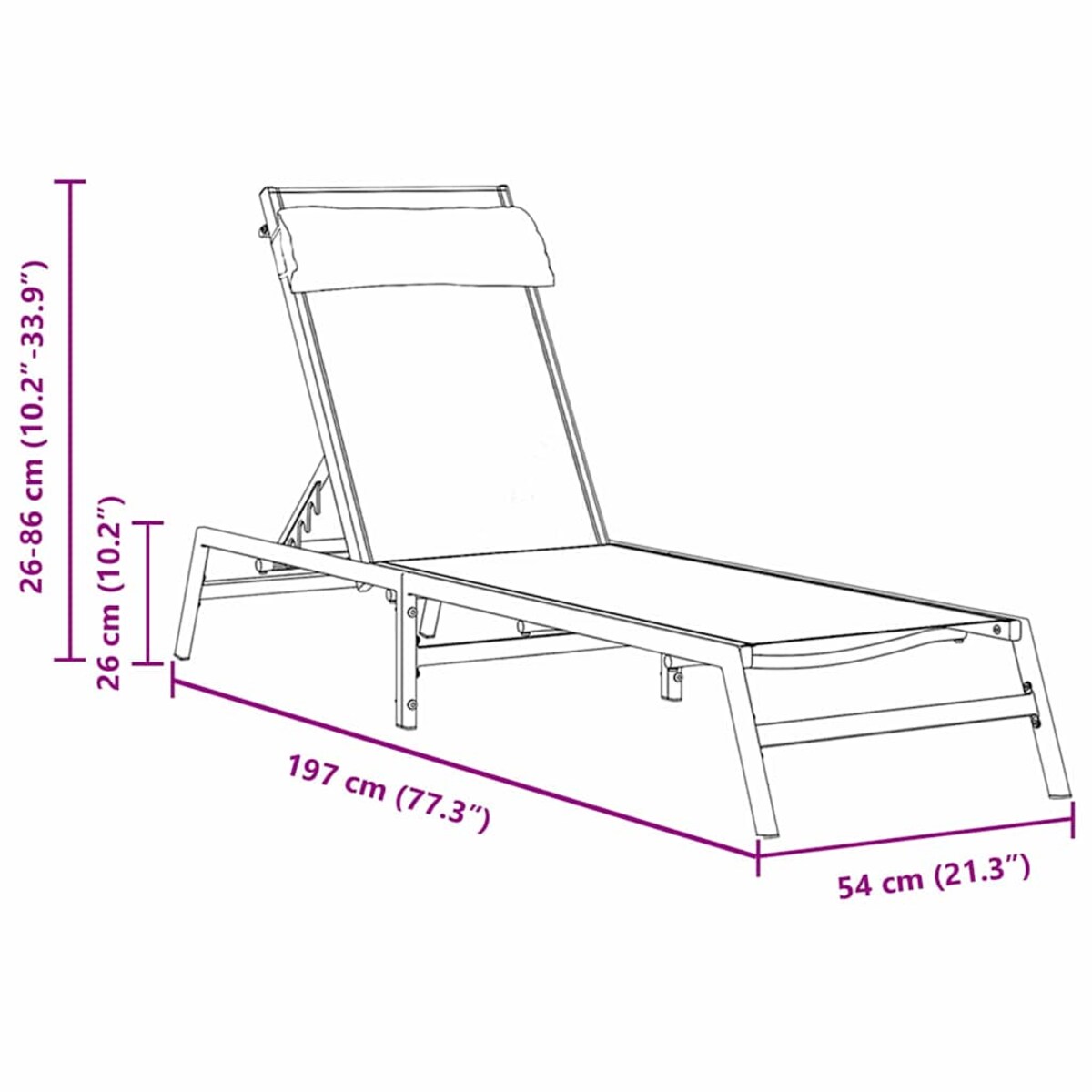 vidaXL Leżak 1-osoba Czarny 197 x 54 x 86 cm Stal i textilene