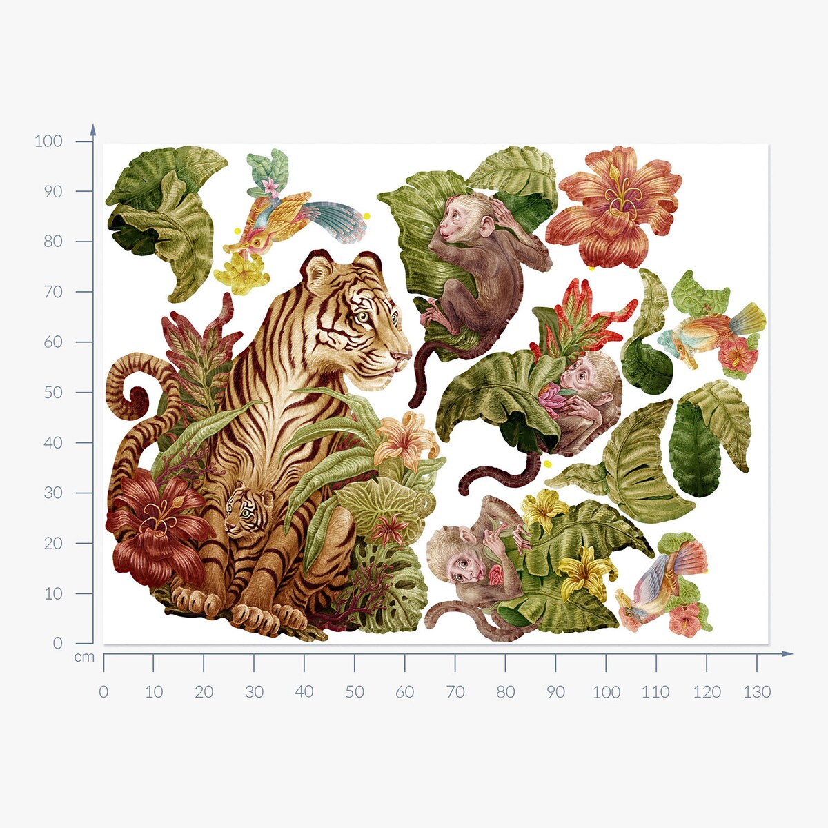 Zestaw naklejek na ścianę, Dżungla safari, 100cm
