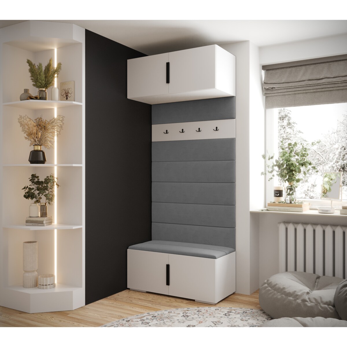 Garderoba do przedpokoju INOVA 1 biały+czarny+manila16