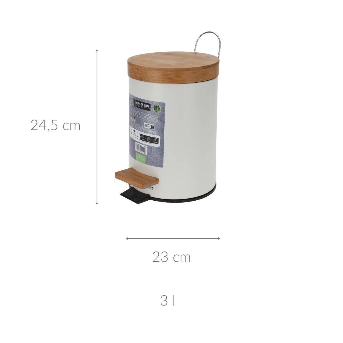 Kosz łazienkowy z bambusową pokrywą, 3l