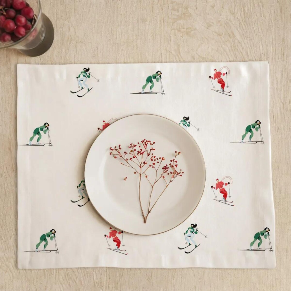 Podkładki świąteczne - Kolorowe narciarki