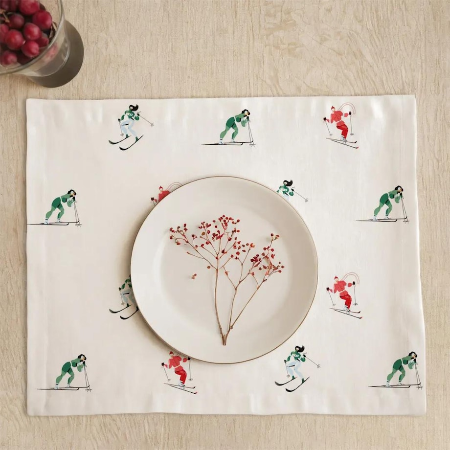 Podkładki świąteczne - Kolorowe narciarki