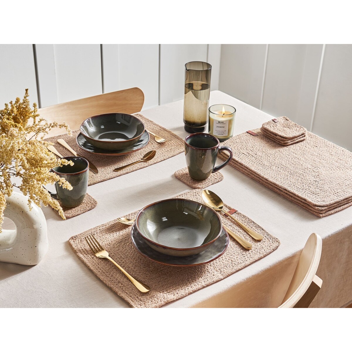Zestaw 12 podkładek na stół SALTBUSH Naturalny Juta