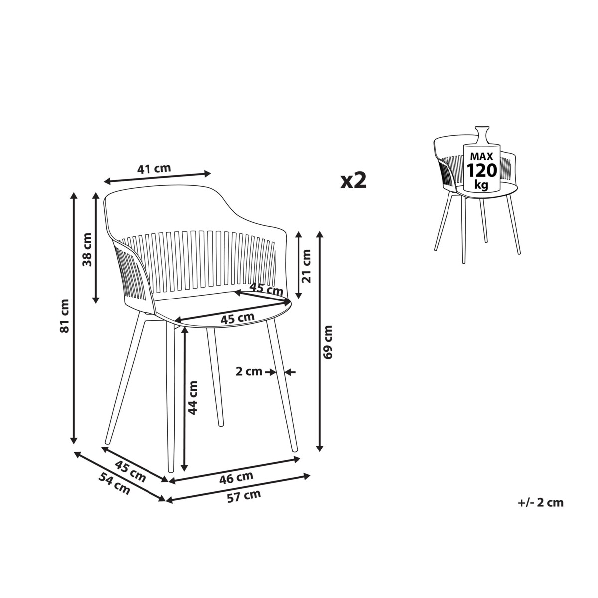 Zestaw 2 krzeseł do jadalni czarny BERECA