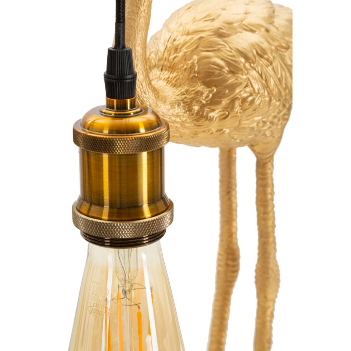 Lampa stołowa Flamingo, kolor złoty, żywica syntetyczna, 13 x 11,5 x 39,5 cm, 1 x E27, do salonu i sypialni, Mauro Ferretti