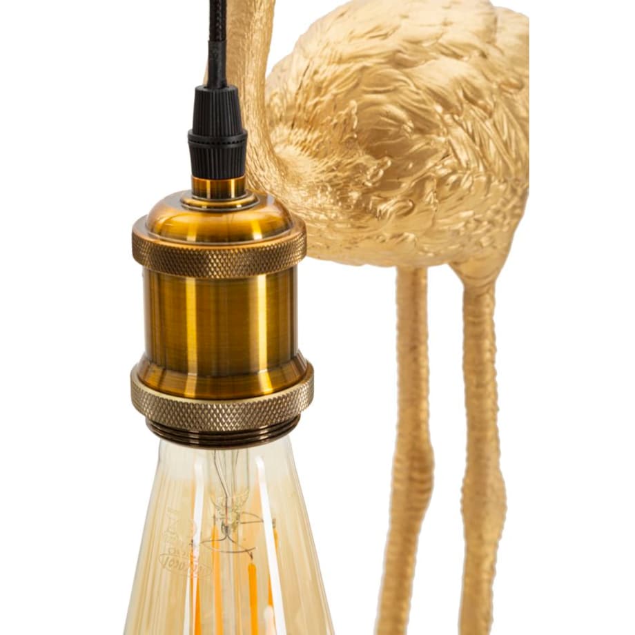 Lampa stołowa Flamingo, kolor złoty, żywica syntetyczna, 13 x 11,5 x 39,5 cm, 1 x E27, do salonu i sypialni, Mauro Ferretti