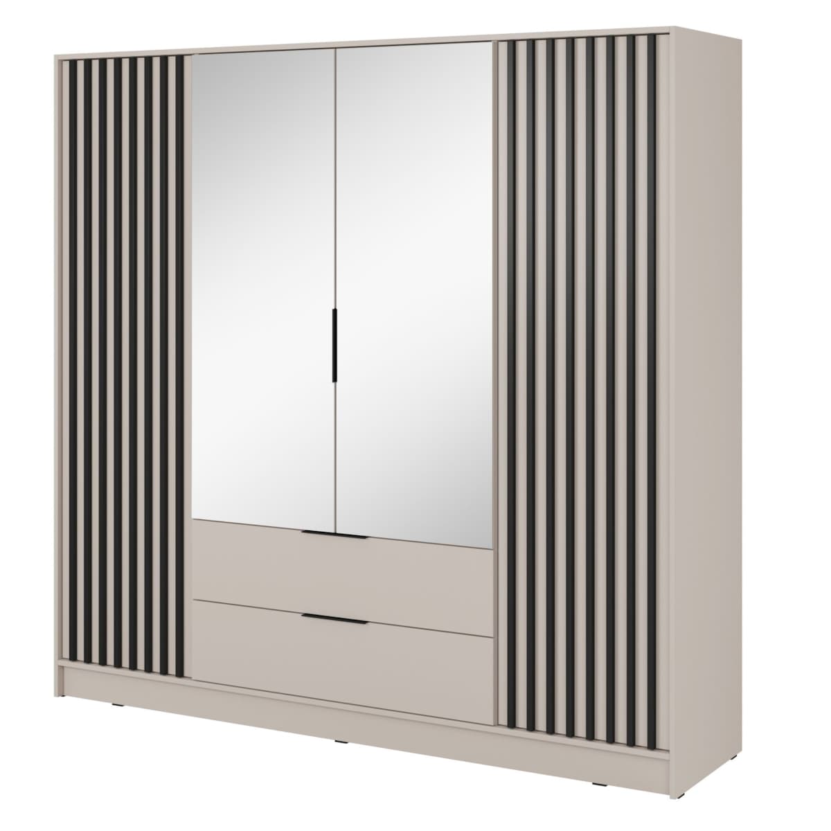 Szafa KELLY z lamelami i lustrem 206 cm - kaszmir