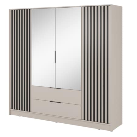 Szafa KELLY z lamelami i lustrem 206 cm - kaszmir