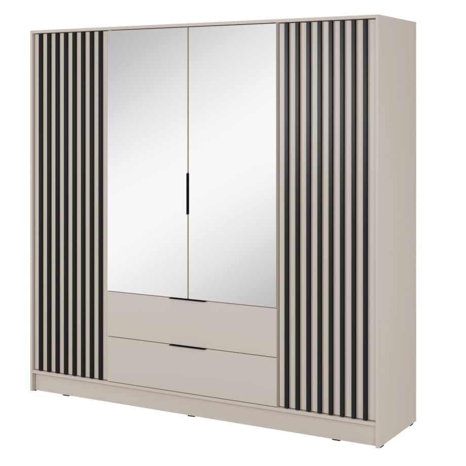 Szafa KELLY z lamelami i lustrem 206 cm - kaszmir