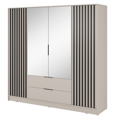 Szafa KELLY z lamelami i lustrem 206 cm - kaszmir