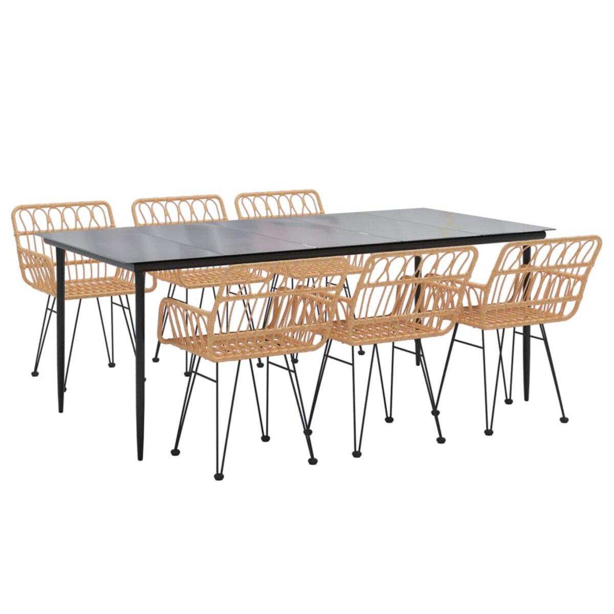 vidaXL 7-częściowy zestaw mebli ogrodowych, polirattan