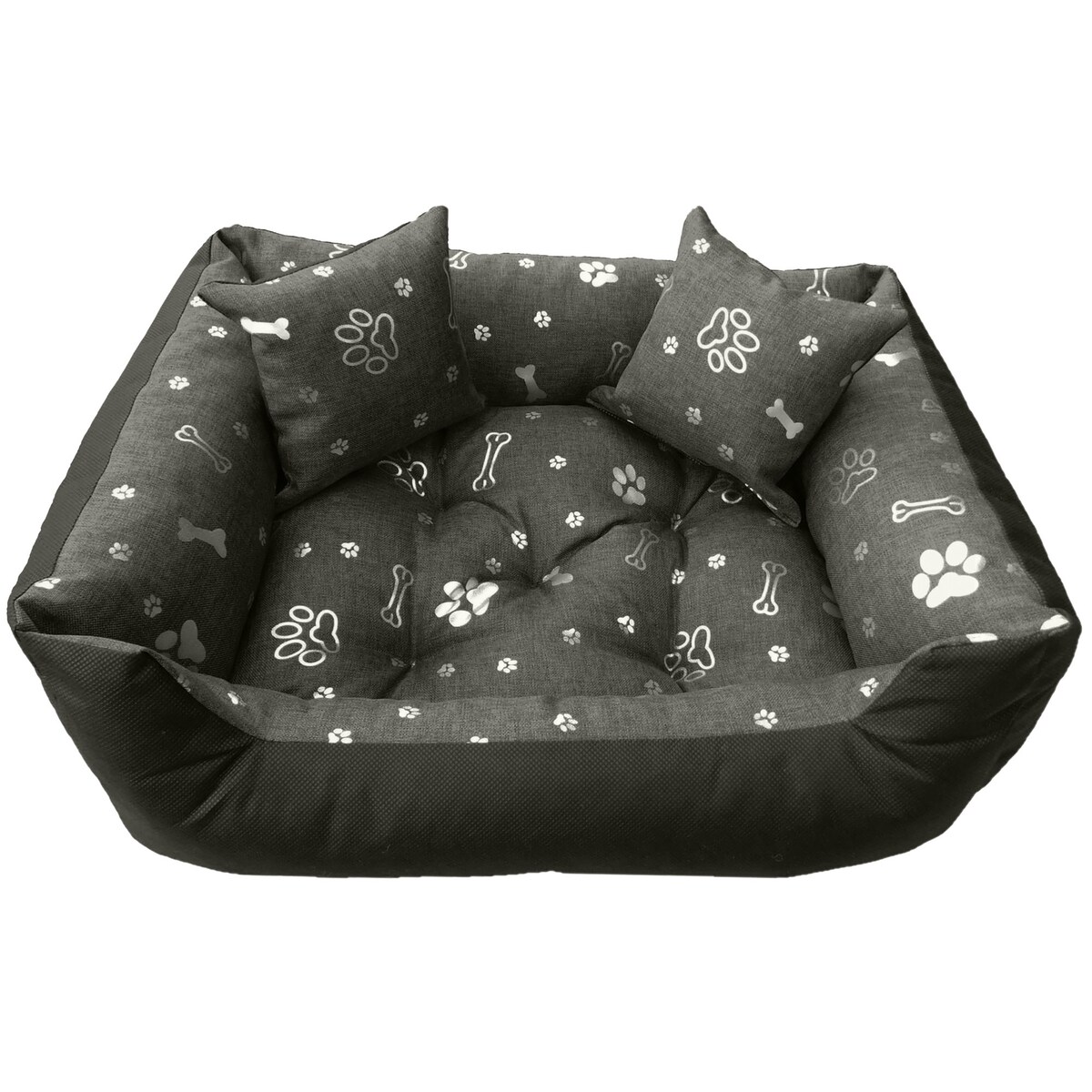 Legowisko Dla Psa Kanapa Posłanie 75X65 Cm Wodoodporne Poduszki Pikowane Kość Srebrna