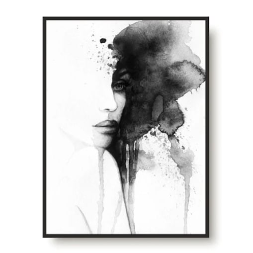 Czarnobiały Plakat Obraz na ścianę Kobieta Akwarela do sypialni salonu