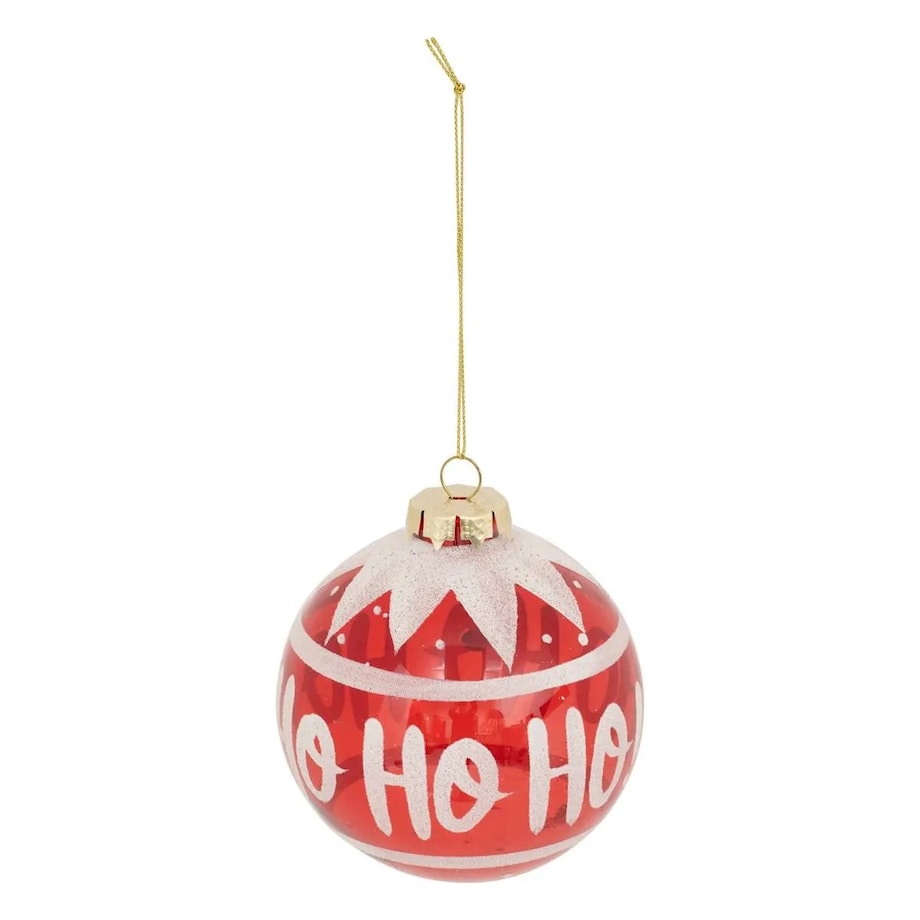 Bombka szklana 9 szt. biało-czerwona, HoHoHo, Ø 9 cm