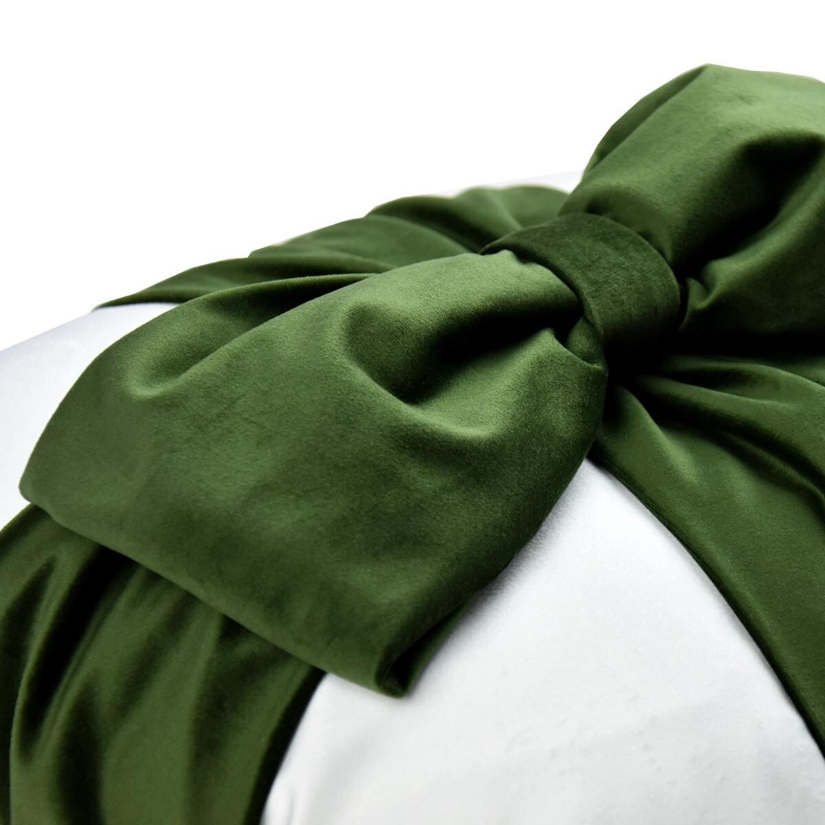 Poduszka VELVET VE2295 | Oliwkowa kokarda 40 x 40 cm