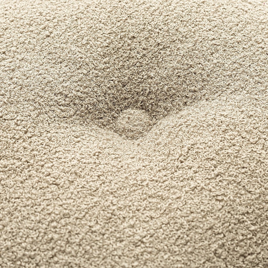 Poduszka okrągła z guzikiem, jasno beżowa bukla, ⌀37 cm, Boucle Teddy